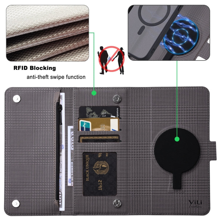 For Google Pixel 8 Pro ViLi GHB Series MagSafe Magnetic Zipper Leather Phone Case(Grey) - free shipping - PMC Jewellery - Order now!