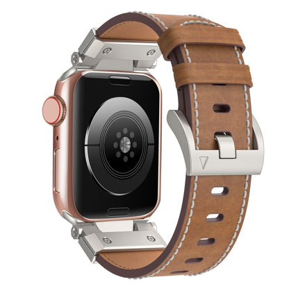 For Apple Watch Series 5 44mm Mecha Style Leather Watch Band(Dark Brown) - Watch Bands by PMC Jewellery | Online Shopping South Africa | PMC Jewellery