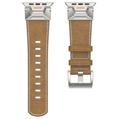 For Apple Watch Series 4 44mm Mecha Style Leather Watch Band(Light Brown) - Watch Bands by PMC Jewellery | Online Shopping South Africa | PMC Jewellery