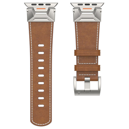 For Apple Watch Series 2 42mm Mecha Style Leather Watch Band(Dark Brown) - Watch Bands by PMC Jewellery | Online Shopping South Africa | PMC Jewellery