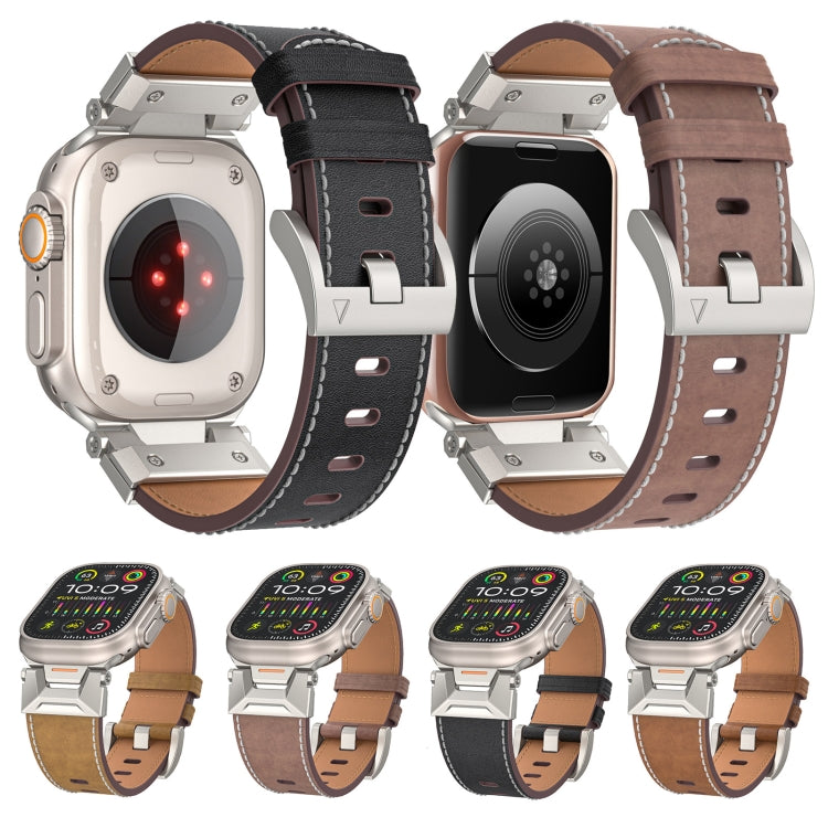 For Apple Watch Ultra 2 49mm Mecha Style Leather Watch Band(Coffee Oil Wax) - free shipping - PMC TechLife - Order now!