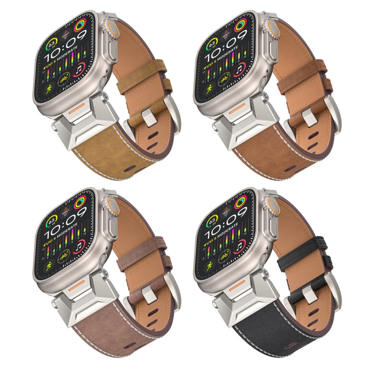 For Apple Watch Series 2 42mm Mecha Style Leather Watch Band(Dark Brown) - Watch Bands by PMC Jewellery | Online Shopping South Africa | PMC Jewellery