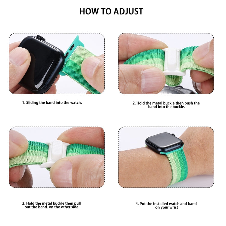 For Apple Watch Ultra 2 49mm Carbon Fiber Texture Snap Buckle Nylon Watch Band(Gradient Green) - free shipping - PMC Jewellery - Order now!
