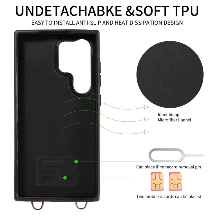 For Samsung Galaxy S24 Ultra 5G Crossbodys Wallet Bag Ring Holder Leather Phone Case(Black) - Galaxy S24 Ultra 5G Cases by PMC Jewellery | Online Shopping South Africa | PMC Jewellery | Buy Now Pay Later Mobicred