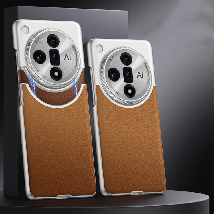 For OPPO Find X7 GKK Mortise-Tenon Connection Contrast Color Leather Shockproof Phone Case(Brown) - OPPO Cases by GKK | Online Shopping South Africa | PMC Jewellery | Buy Now Pay Later Mobicred