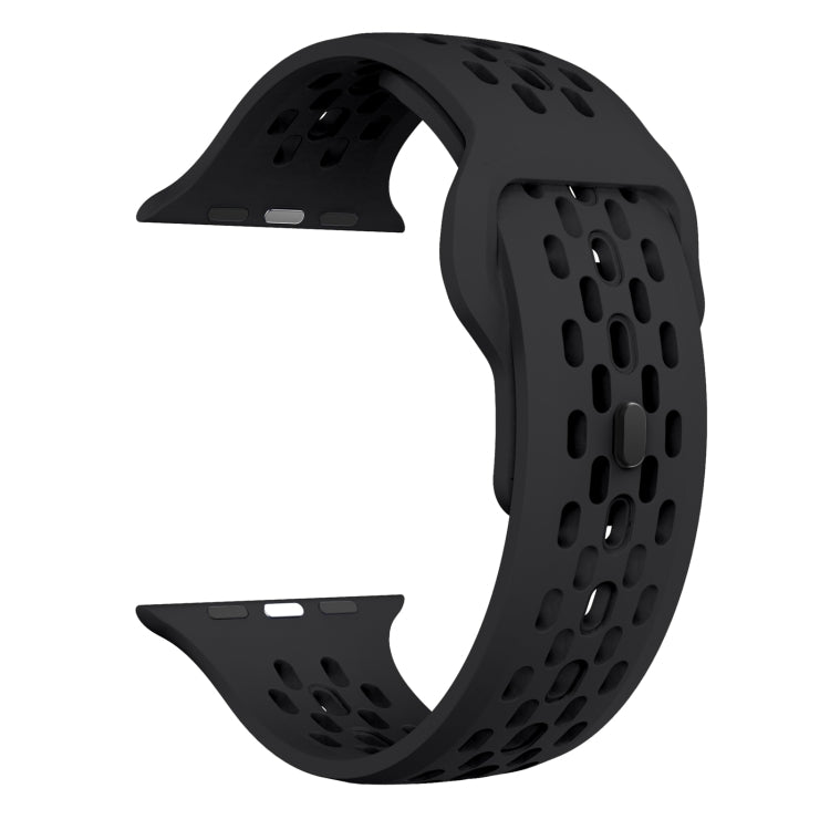For Apple Watch Ultra 49mm Oval Holes Fluororubber Watch Band(Black) - Watch Bands by PMC TechLife | Online Shopping South Africa | PMC TechLife