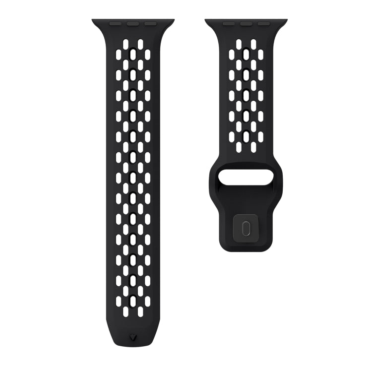 For Apple Watch SE 44mm Oval Holes Fluororubber Watch Band(Black) - Watch Bands by PMC Jewellery | Online Shopping South Africa | PMC Jewellery