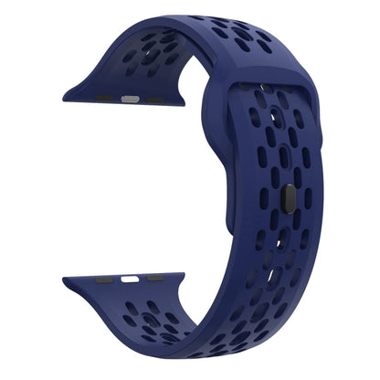 For Apple Watch SE 44mm Oval Holes Fluororubber Watch Band(Midnight Blue) - Watch Bands by PMC Jewellery | Online Shopping South Africa | PMC Jewellery