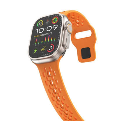 For Apple Watch Series 5 44mm Oval Holes Fluororubber Watch Band(Orange) - Watch Bands by PMC Jewellery | Online Shopping South Africa | PMC Jewellery