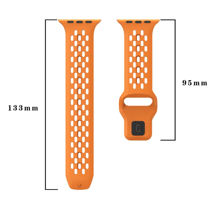 For Apple Watch Series 2 42mm Oval Holes Fluororubber Watch Band(Red) - Watch Bands by PMC Jewellery | Online Shopping South Africa | PMC Jewellery