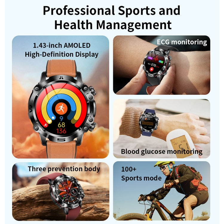 ET482 1.43 inch AMOLED Screen Sports Smart Watch Support Bluethooth Call /  ECG Function(Blue Silicone Band) - Smart Watches by PMC Jewellery | Online Shopping South Africa | PMC Jewellery