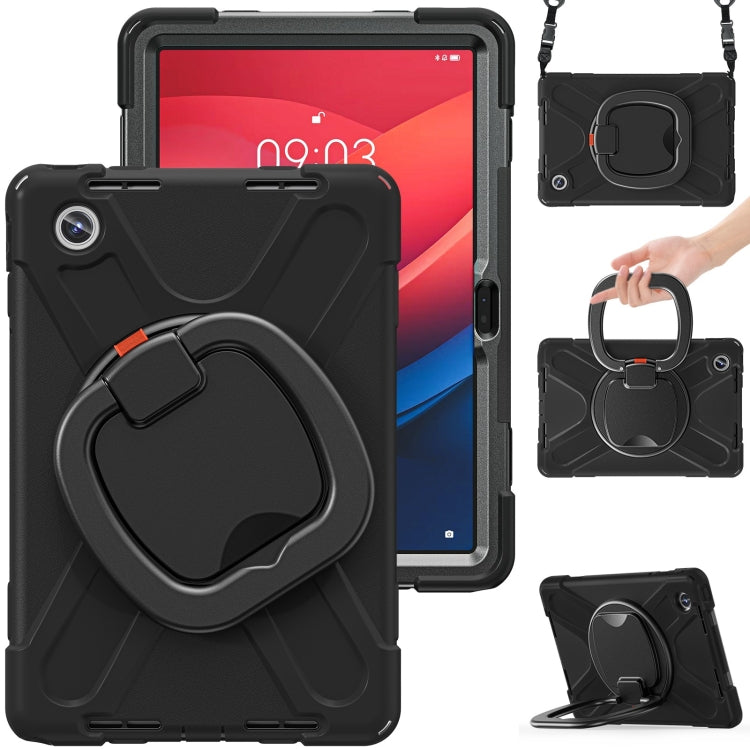 For Lenovo Tab M11 /Xiaomi Pad 11 2024 Silicone Hybrid PC Tablet Case with Holder & Shoulder Strap(Black) - Lenovo by PMC Jewellery | Online Shopping South Africa | PMC Jewellery | Buy Now Pay Later Mobicred