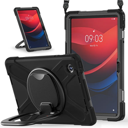 For Lenovo Tab M11 /Xiaomi Pad 11 2024 Silicone Hybrid PC Tablet Case with Holder & Shoulder Strap(Black) - Lenovo by PMC Jewellery | Online Shopping South Africa | PMC Jewellery | Buy Now Pay Later Mobicred