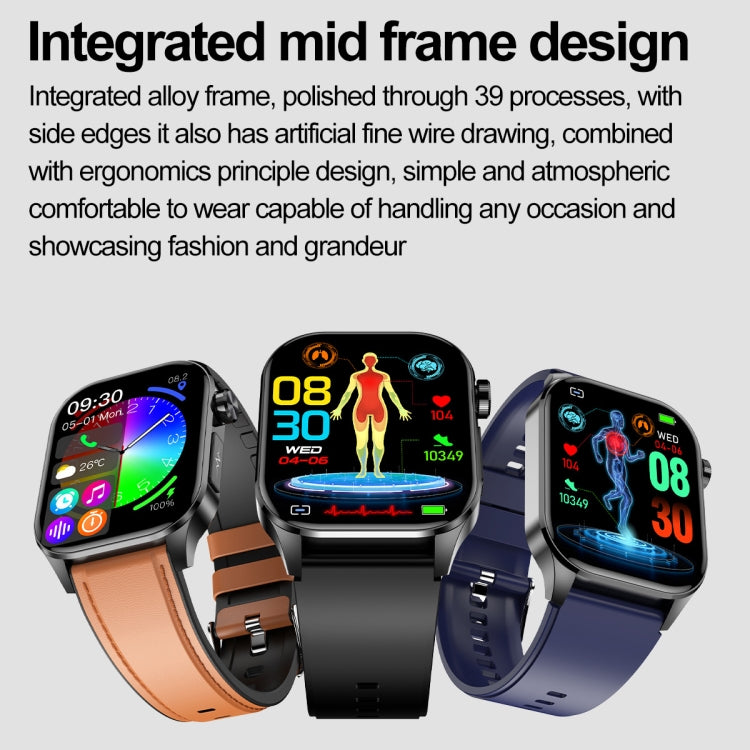 ET580 2.04 inch AMOLED Screen Sports Smart Watch Support Bluethooth Call /  ECG Function(Blue Silicone Band) - Smart Watches by PMC TechLife | Online Shopping South Africa | PMC TechLife
