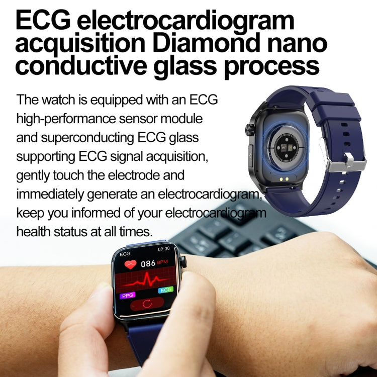 ET580 2.04 inch AMOLED Screen Sports Smart Watch Support Bluetooth Call /  ECG Function(Black Leather Band) - Smart Watches by PMC TechLife | Online Shopping South Africa | PMC TechLife | Buy Now Pay Later Mobicred
