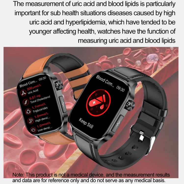 ET580 2.04 inch AMOLED Screen Sports Smart Watch Support Bluetooth Call /  ECG Function(Black Leather Band) - Smart Watches by PMC TechLife | Online Shopping South Africa | PMC TechLife | Buy Now Pay Later Mobicred