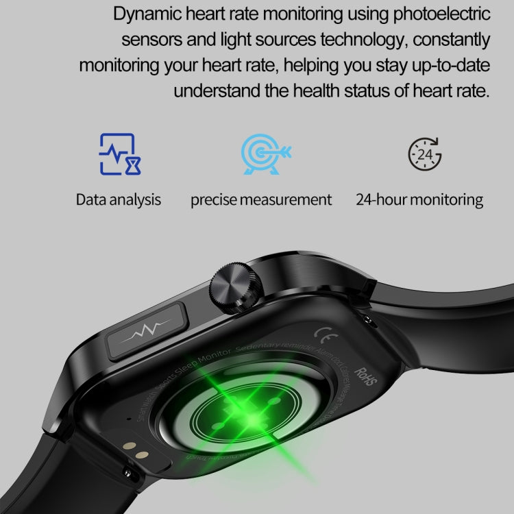 ET580 2.04 inch AMOLED Screen Sports Smart Watch Support Bluetooth Call /  ECG Function(Black Leather Band) - Smart Watches by PMC TechLife | Online Shopping South Africa | PMC TechLife | Buy Now Pay Later Mobicred