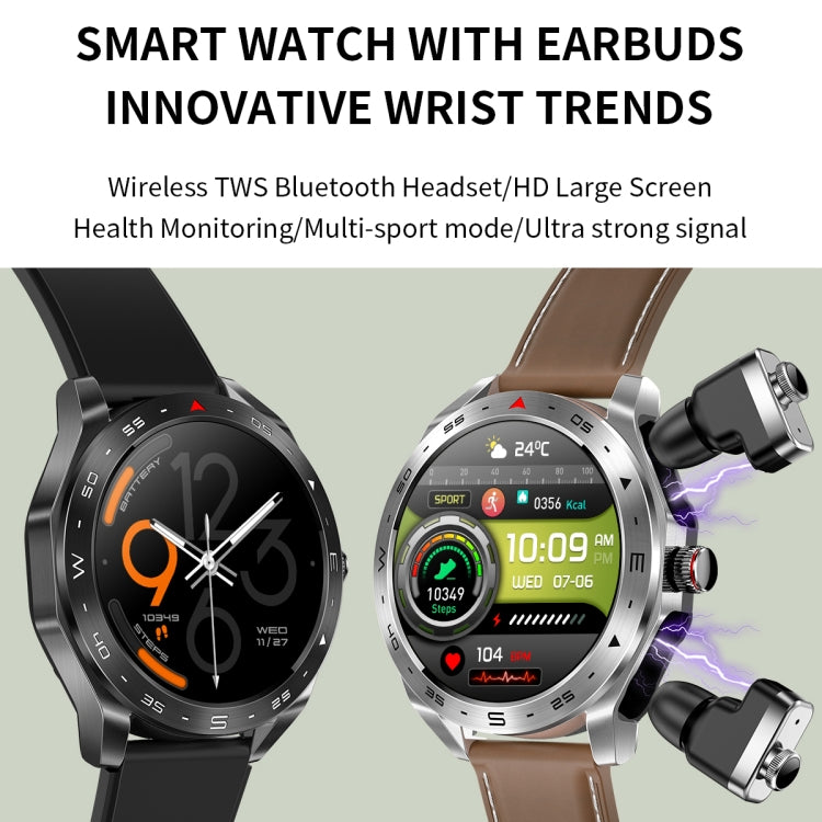 LEMFO T95 1.52 inch IPS Screen 2 in 1 Bluetooth Earphone Smart Watch Support Health Monitoring(Silver) - free shipping - PMC TechLife - Order now!