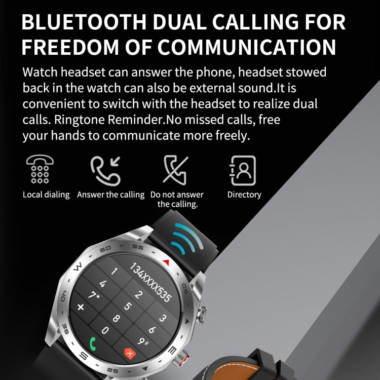 LEMFO T95 1.52 inch IPS Screen 2 in 1 Bluetooth Earphone Smart Watch Support Health Monitoring(Silver) - Smart Watches by LEMFO | Online Shopping South Africa | PMC Jewellery