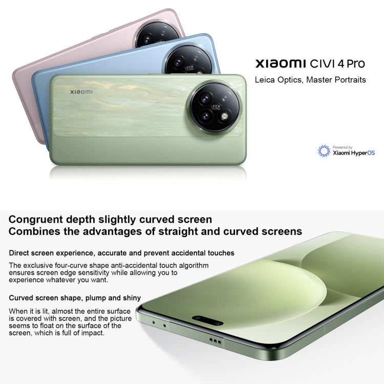 Xiaomi Civi 4 Pro, 16GB+512GB,  6.55 inch Xiaomi HyperOS Snapdragon 8s Gen 3 Octa Core 4nm up to 3.0GHz, NFC, Network: 5G(Blue) - free shipping - PMc TechLife - Order now!