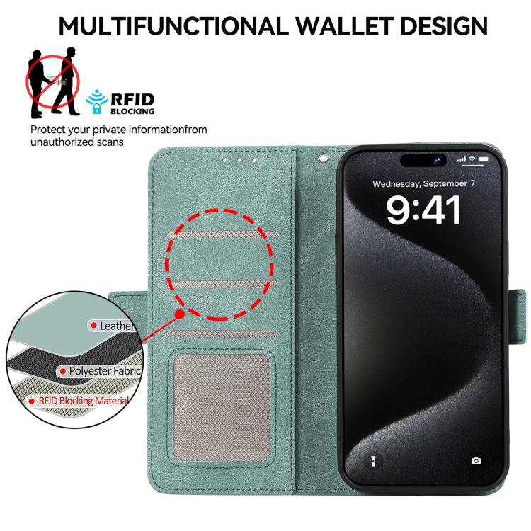 For iPhone 16e ABEEL Frosted Magnetic RFID Leather Phone Case(Cyan) - free shipping - PMC TechLife - Order now!