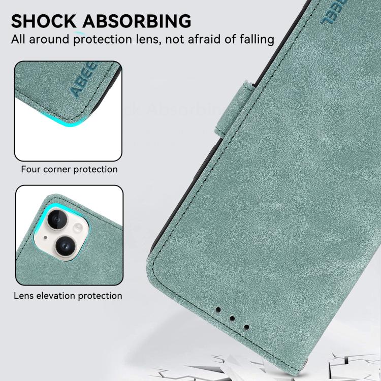 For iPhone 17 ABEEL Frosted Magnetic RFID Leather Phone Case(Cyan) - free shipping - PMc TechLife - Order now!