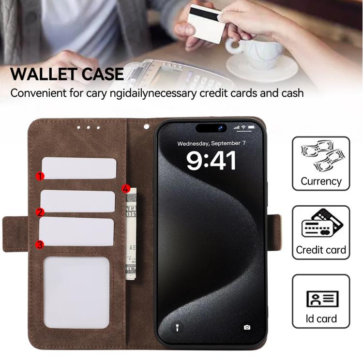 For iPhone 17 Air ABEEL Frosted Magnetic RFID Leather Phone Case(Brown) - free shipping - PMc TechLife - Order now!