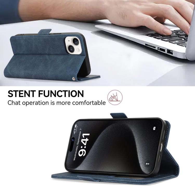 For iPhone 17 Pro Max ABEEL Frosted Magnetic RFID Leather Phone Case(Blue) - free shipping - PMc TechLife - Order now!