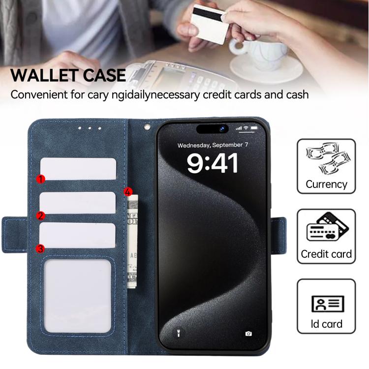 For iPhone 17 Pro Max ABEEL Frosted Magnetic RFID Leather Phone Case(Blue) - free shipping - PMc TechLife - Order now!