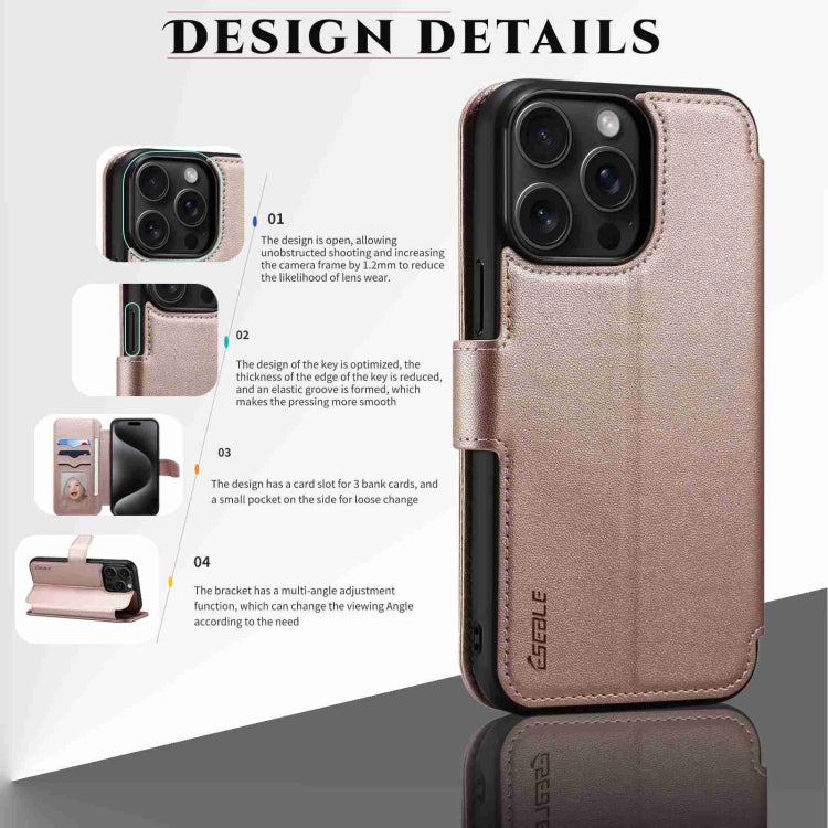 For iPhone 14 / 13 ESEBLE E1 Nappa Texture MagSafe Holder Leather Phone Case(Rose Gold) - iPhone 14 Cases by ESEBLE | Online Shopping South Africa | PMC Jewellery | Buy Now Pay Later Mobicred