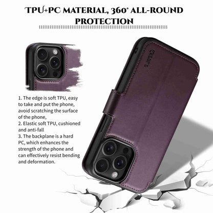 For iPhone 15 Plus / 14 Plus ESEBLE E1 Nappa Texture MagSafe Holder Leather Phone Case(Dark Purple) - iPhone 14 Plus Cases by ESEBLE | Online Shopping South Africa | PMC Jewellery | Buy Now Pay Later Mobicred