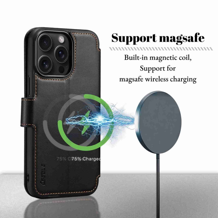 For iPhone 14 Pro ESEBLE E1 Nappa Texture MagSafe Holder Leather Phone Case(Black) - free shipping - PMC Jewellery - Order now!