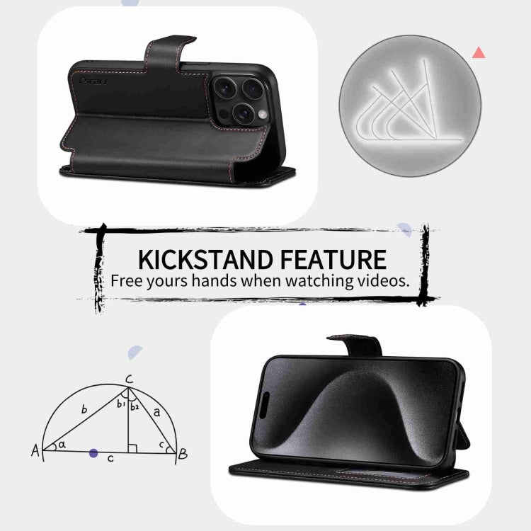 For iPhone 14 Pro ESEBLE E1 Nappa Texture MagSafe Holder Leather Phone Case(Black) - free shipping - PMC Jewellery - Order now!