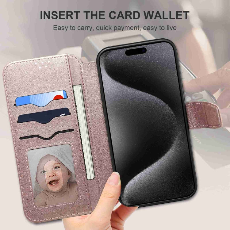 For iPhone 15 Pro ESEBLE E1 Nappa Texture MagSafe Holder Leather Phone Case(Rose Gold) - free shipping - PMC Jewellery - Order now!