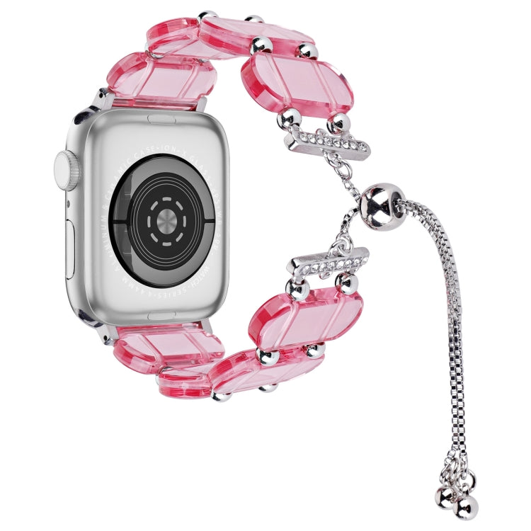 For Apple Watch SE 2023 44mm Resin Retractable Chain Watch Band(Pink) - Watch Bands by PMC Jewellery | Online Shopping South Africa | PMC Jewellery