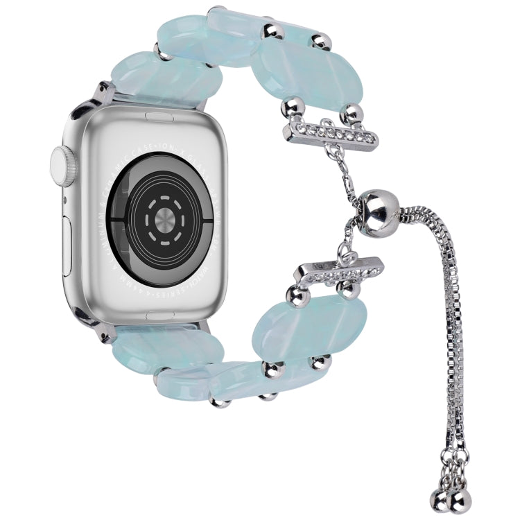 For Apple Watch SE 2023 44mm Resin Retractable Chain Watch Band(Ice Blue) - Watch Bands by PMC TechLife | Online Shopping South Africa | PMC TechLife