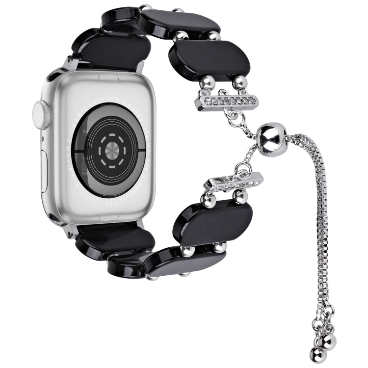 For Apple Watch SE 2023 44mm Resin Retractable Chain Watch Band(Black) - Watch Bands by PMC TechLife | Online Shopping South Africa | PMC TechLife