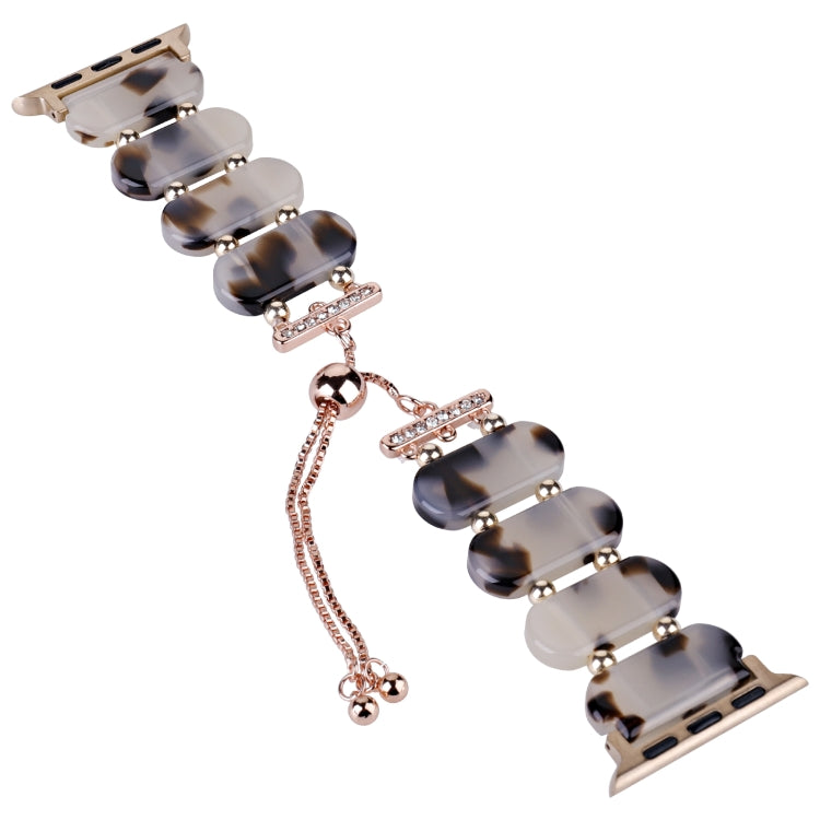 For Apple Watch SE 2023 44mm Resin Retractable Chain Watch Band(Brown White) - Watch Bands by PMC TechLife | Online Shopping South Africa | PMC TechLife