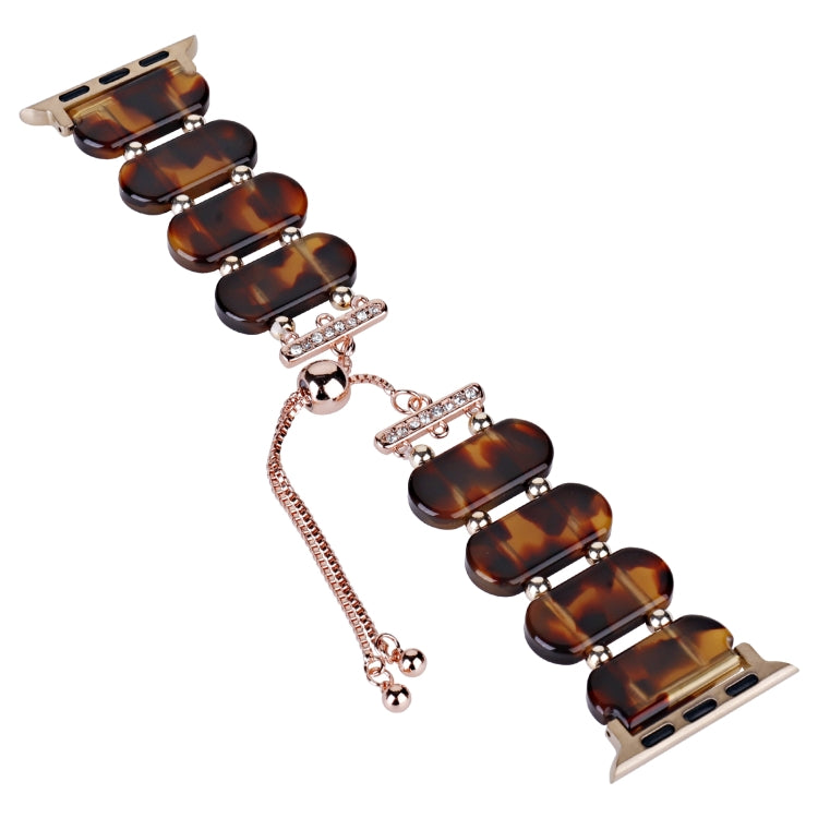 For Apple Watch SE 2023 44mm Resin Retractable Chain Watch Band(Tortoiseshell) - Watch Bands by PMC TechLife | Online Shopping South Africa | PMC TechLife