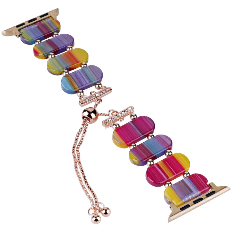 For Apple Watch SE 2023 40mm Resin Retractable Chain Watch Band(Rainbow) - free shipping - PMC TechLife - Order now!