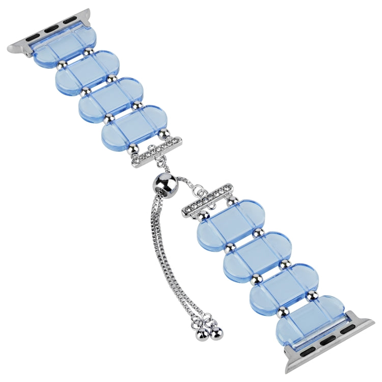 For Apple Watch Series 9 45mm Resin Retractable Chain Watch Band(Blue) - Watch Bands by PMC Jewellery | Online Shopping South Africa | PMC Jewellery