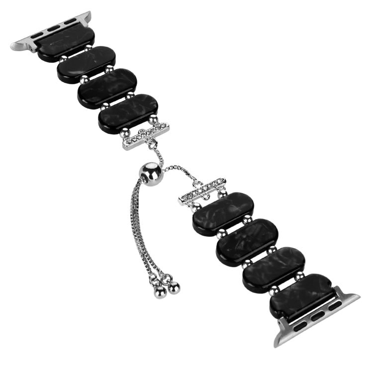 For Apple Watch Series 9 41mm Resin Retractable Chain Watch Band(Black Flower) - free shipping - PMC TechLife - Order now!