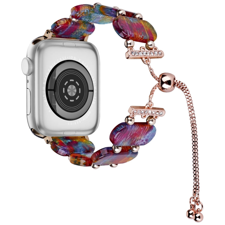 For Apple Watch Series 9 41mm Resin Retractable Chain Watch Band(Pearlescent Rainbow) - free shipping - PMC TechLife - Order now!