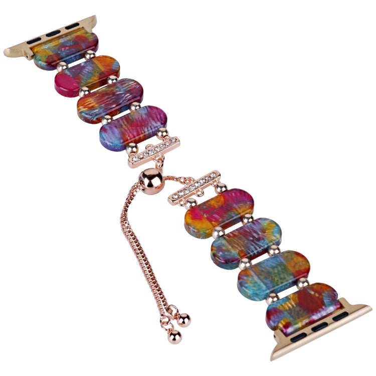 For Apple Watch Series 9 41mm Resin Retractable Chain Watch Band(Pearlescent Rainbow) - free shipping - PMC TechLife - Order now!