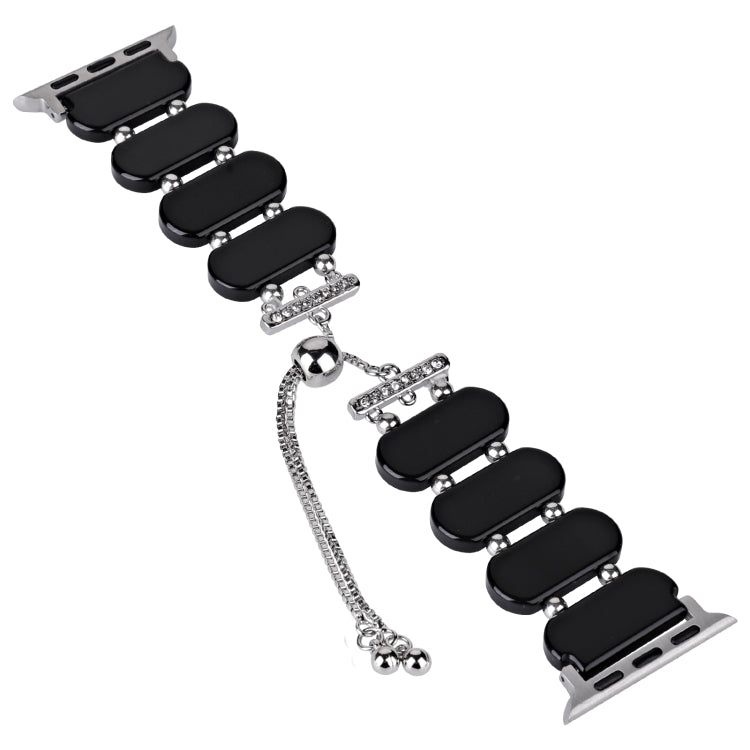 For Apple Watch Ultra 49mm Resin Retractable Chain Watch Band(Black) - Watch Bands by PMC Jewellery | Online Shopping South Africa | PMC Jewellery