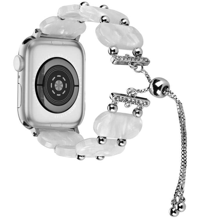 For Apple Watch Series 8 45mm Resin Retractable Chain Watch Band(Pearl White) - Watch Bands by PMC TechLife | Online Shopping South Africa | PMC TechLife