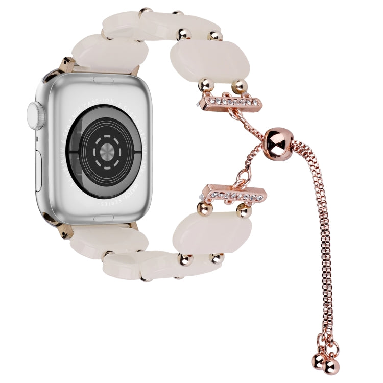 For Apple Watch Series 8 45mm Resin Retractable Chain Watch Band(Mermaid Pink) - Watch Bands by PMC TechLife | Online Shopping South Africa | PMC TechLife