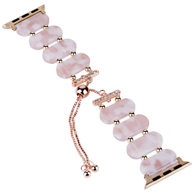 For Apple Watch Series 8 45mm Resin Retractable Chain Watch Band(Pink Flower) - Watch Bands by PMC Jewellery | Online Shopping South Africa | PMC Jewellery