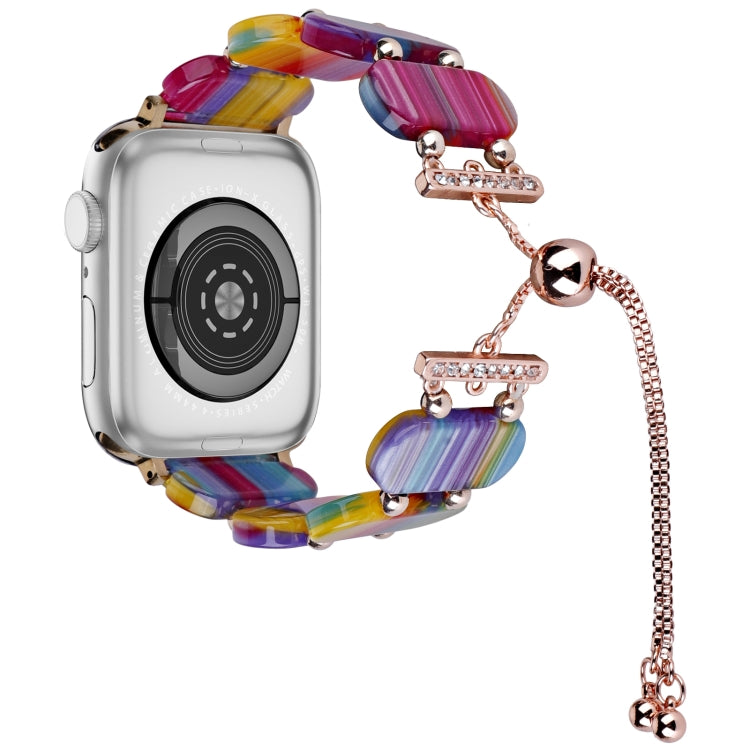 For Apple Watch SE 2022 40mm Resin Retractable Chain Watch Band(Rainbow) - Watch Bands by PMC TechLife | Online Shopping South Africa | PMC TechLife