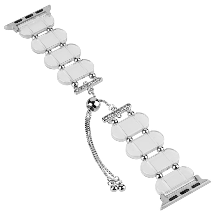 For Apple Watch Series 7 45mm Resin Retractable Chain Watch Band(Transparent) - Watch Bands by PMC Jewellery | Online Shopping South Africa | PMC Jewellery